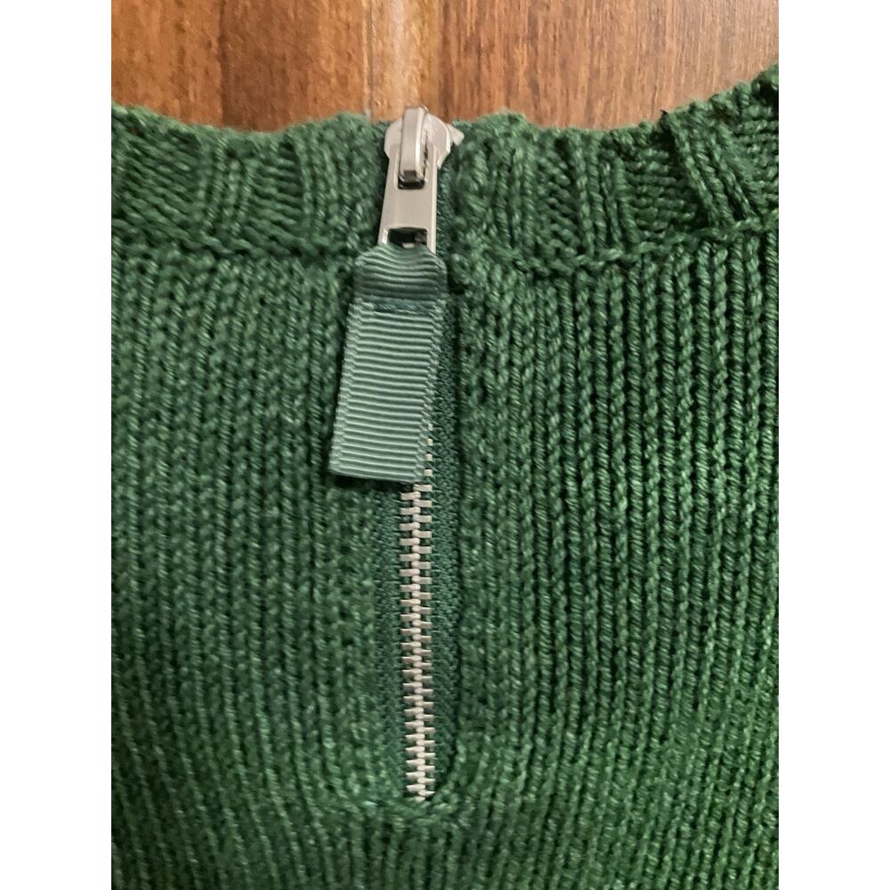 Talbots Sweater Womens Medium Petite Long Sleeve Pom Pom Green Back Zip Soft - Picture 8 of 8